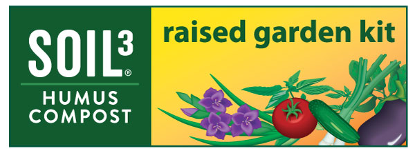 Soil³ Raised Garden Kit: 1 BigYellowBag of Veggie Mix + 2 Big Root Pouches (Delivered)